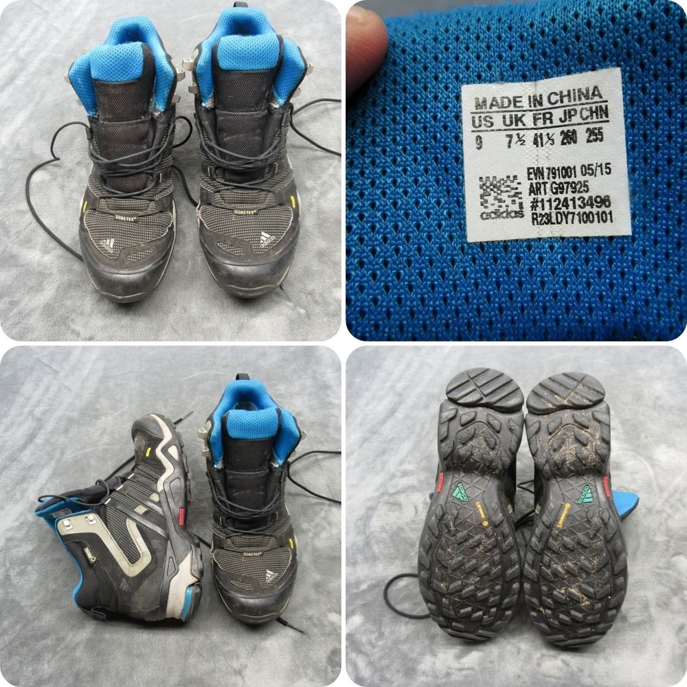 Adidas Women 9 Hiking Boots Black Terrex GoreTex Trail Waterproof Lace-Up Rugged
